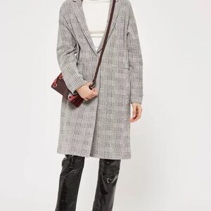 Topshop Black and White Houndstooth Duster